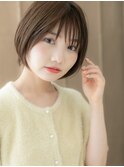 丸みショート/ショートボブ/オリーブベージュ/アッシュベージュe