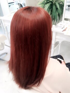 ジウ 上通り(JIU) 20代30代ダブルカラー×ブラッドオレンジ_ナチュラルストレート