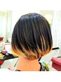 20代30代大人かわいい/毛先カラー/ブリーチ/ミニボブ/丸み