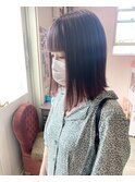 切りっぱなしボブ ラベンダーアッシュ