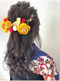 袴×ハーフアップ