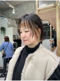 顔周りカット 切りっぱなしボブ インナーカラー 立川 /e