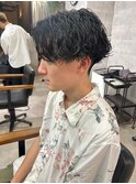 センターパート波巻き刈り上げマッシュメンズパーマ【大和】