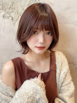 ロンド クラン 岡崎(Lond Clan) ココアブラウンカラーで艶のあるくびれボブ
