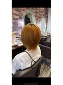 ツヤ髪オレンジブラウン レイヤーネオウルフショート