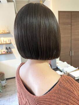 リュンヌ 門前仲町(lune) 切りっぱなしボブハイライトベージュカラーショートレイヤーロブ