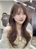 ▲レイヤーカット顔まわり前髪矯正オリーブベージュharuhi