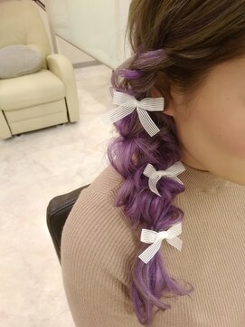ヘアセットサロン ラシク(LaCQ) サイド編みおろし×リボン