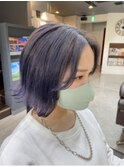 ダブルカラーブルーラベンダーアッシュ切りっぱなしケアブリーチ