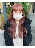 ショコラピンク_暖色系カラー_シースルー前髪_カシスブラウン1