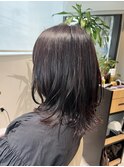 大人可愛い◎20代30代40代レッドブラウンシアーカラーセミディ