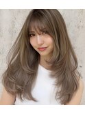 ハイライトカラーミルクティーベージュレイヤーカット