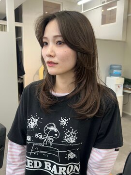 クレム 博多駅店(ChLem) レイヤー 顔まわり カラー オリーブベージュ 髪質改善