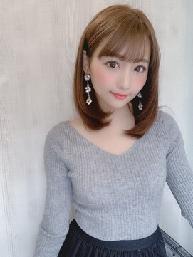 ヘアー アンド ビューティー ザ エフ 西尾店(Hair Beauty the F) 【the F】柔らかベージュの内巻きミディ