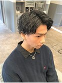 かき上げアップバング×ツイストスパイラルパーマ×ツーブロック
