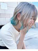 ホワイトベージュ×アクアブルー