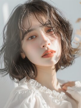 ロージーバイフーガヘアー 元住吉店(Rosy by FUGAhair) ナチュラルカラー/ウェーブボブ/マロンベージュ/前髪パーマ