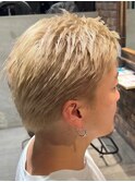 無造作メンズベリーショート☆ツーブロックアッシュブラウン