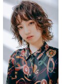 【20,30代デザインカラーとパーマで柔らかウェーブボブ】