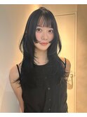 福井駅前姫レイヤーカットハッシュ韓国ぱっつんブルーブラック