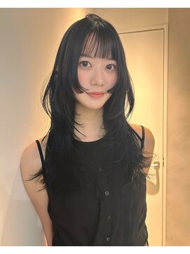 チル 福井駅前店(Chill) 福井駅前姫レイヤーカットハッシュ韓国ぱっつんブルーブラック