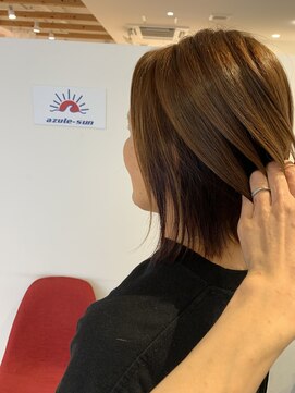 アズールサン 草加西口店(azule-sun) ブリーチ無しインナーカラー,ピンク,ショートレイヤーボブ/草加