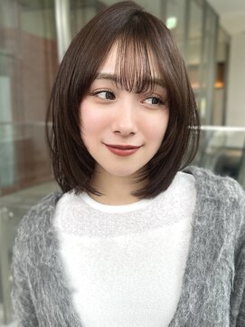 バイオレットジェム(Violet`jem) 鎖骨ミディアムレイヤーハッシュカットロブグレージュKE-12