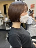 ミニボブ/切りっぱなしボブ/短めボブ/丸みボブ/暖色ブラウン