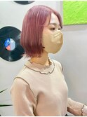 ダブルカラーピンクベージュケアブリーチハイトーン髪質改善