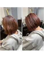 ムーブ(Moob)&nbsp;女性らしい華やかなpink color×ボブ【別府】