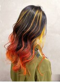 yellow×orange balayage