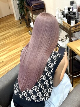 ファヴォリヘアー(favori hair) くすみピンク/ピンクグレー/ロング