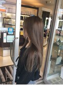ロングヘア顔まわりレイヤーベージュアッシュブラウン