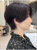 表参道白髪ぼかしハイライトウルフショートヘアグレージュ40代◎
