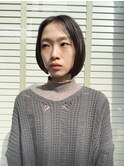 大人/暗髪/ナチュラル/ボブ/前髪なし/クール/ワンレングス