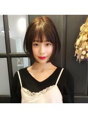 小顔ショート！大人かわいい丸みショートボブ！前髪あり◎