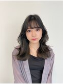 韓国ヘア　(カーキグレージュフェザーバング)