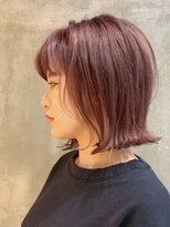 ノエル ヘアー アトリエ(Noele hair atelier) 『Noele』切りっぱなし×外はね×ピンク