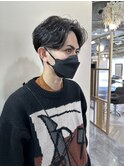 毛流れセンターパート　ナチュラルワンカールパーマ