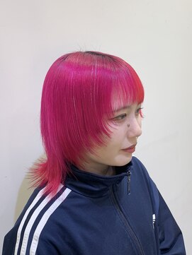 コル(CoL) ビビット派手髪ピンクカラーにキラキラティンセル