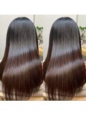 髪質改善　艶髪　ストレート　縮毛矯正　暗髪　韓国風　ロング
