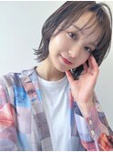 グレージュベージュショートボブショートレイヤーブリーチ学割