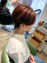 ヘアースパリゾート リアン 燕三条店(Lien)&nbsp;オレンジハイライト_刈り上げボブ_