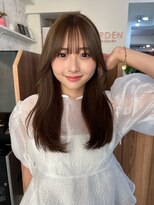 ガーデン 渋谷(GARDEN)&nbsp;黒髪ボブルフネビージュワンレンくびレイヤーミディアムヘア