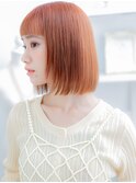 アプリコットオレンジ小顔切りっぱなしボブTc4上尾10代20代30代