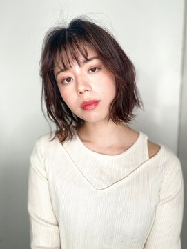 カバーヘア ブリス 戸田公園西口店(COVER HAIR bliss) オン眉透けバングくせ毛風くびれミディp1戸田公園20代30代40代