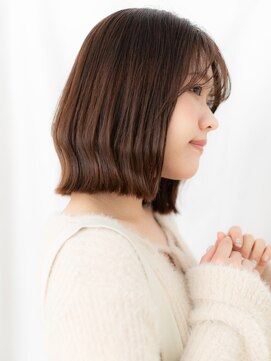 シースルーバング透明感アッシュくびれボブe古河20代30代