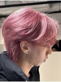 ピンクホワイトシルバーニュアンスセンターパート