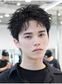 原宿メンズパーマルーズショートアクティブショートツイスパ緩め