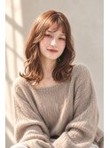 大人かわいい/小顔レイヤー/20代30代/透明感ベージュ